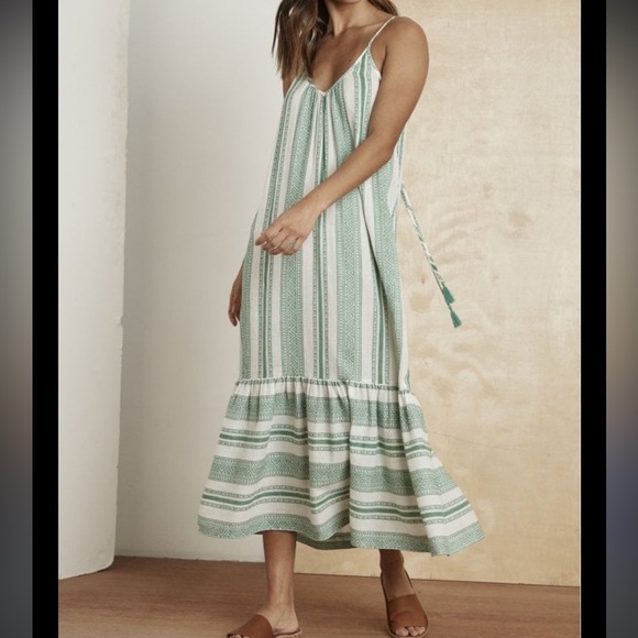 Velvet by Graham & Spencer Green Geometric Prints Striped Pattern Maxi Dress - Picture 1 of 9